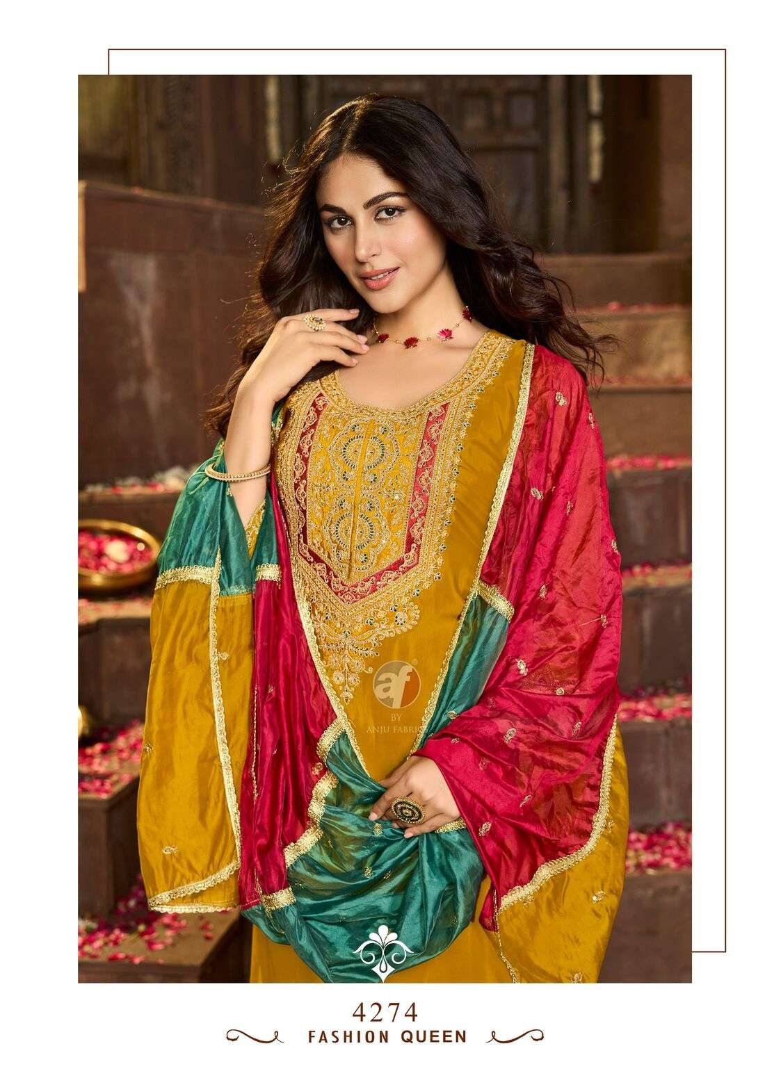 RAJ KOTHI VOL-2 BY ANJU FABRICS IN PURE NATURAL CREPE KURTI PANT WITH NAYLON ORGANZA DUPATTA 