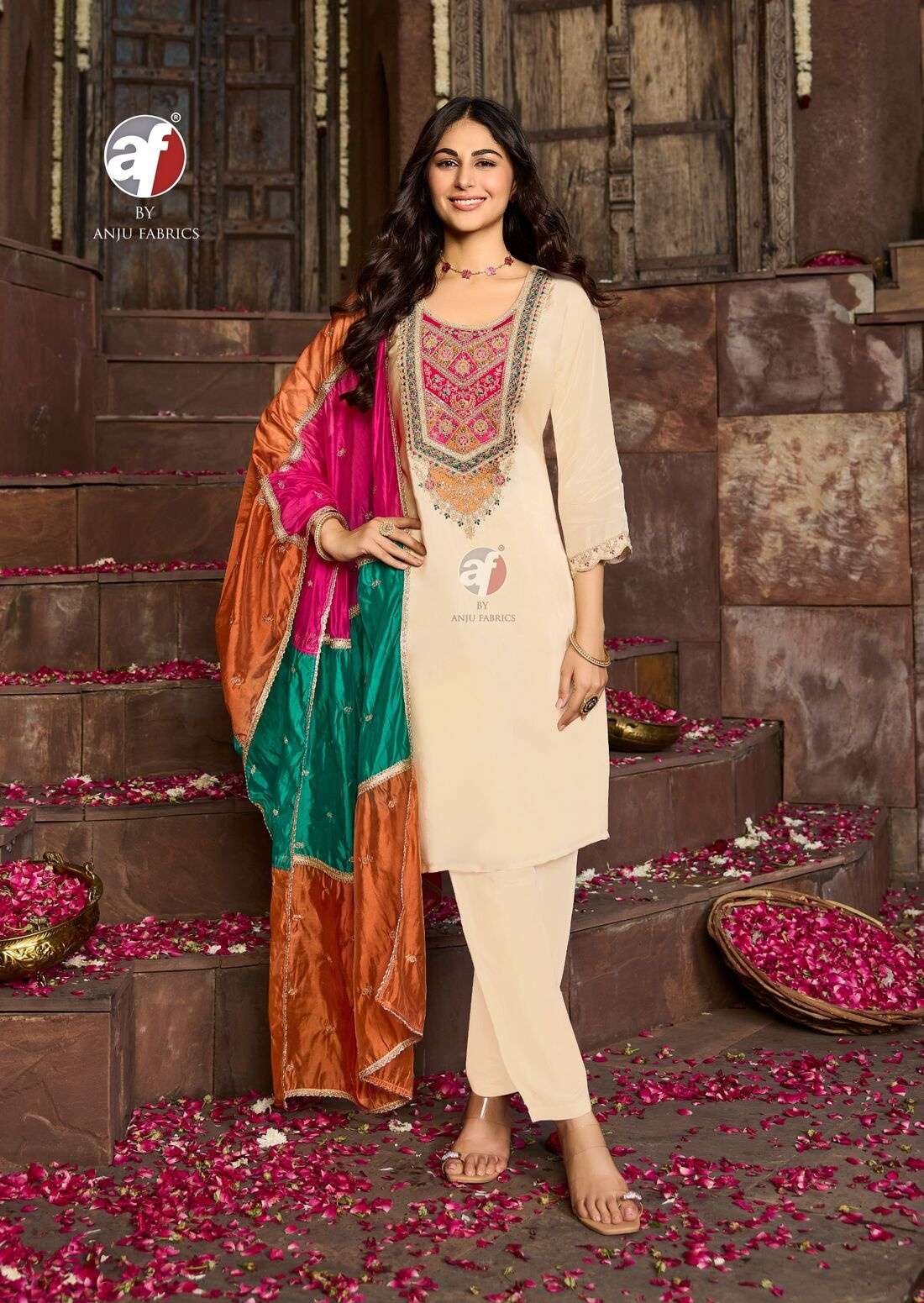 RAJ KOTHI VOL-2 BY ANJU FABRICS IN PURE NATURAL CREPE KURTI PANT WITH NAYLON ORGANZA DUPATTA 