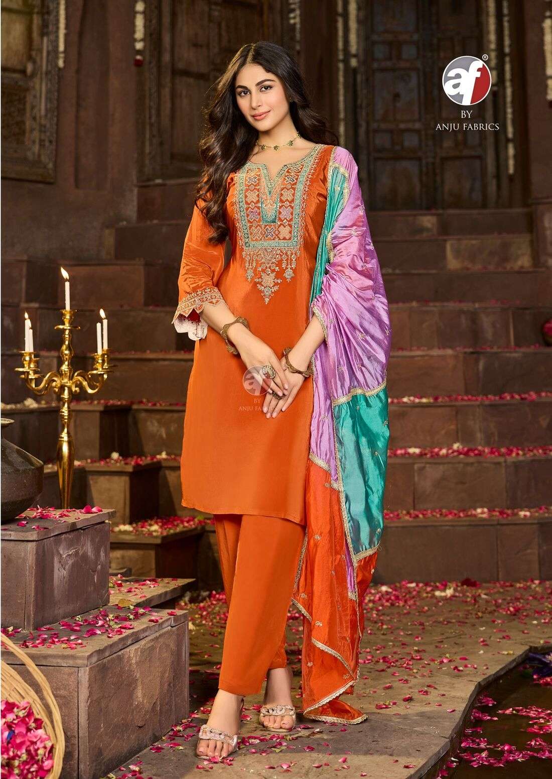 RAJ KOTHI VOL-2 BY ANJU FABRICS IN PURE NATURAL CREPE KURTI PANT WITH NAYLON ORGANZA DUPATTA 