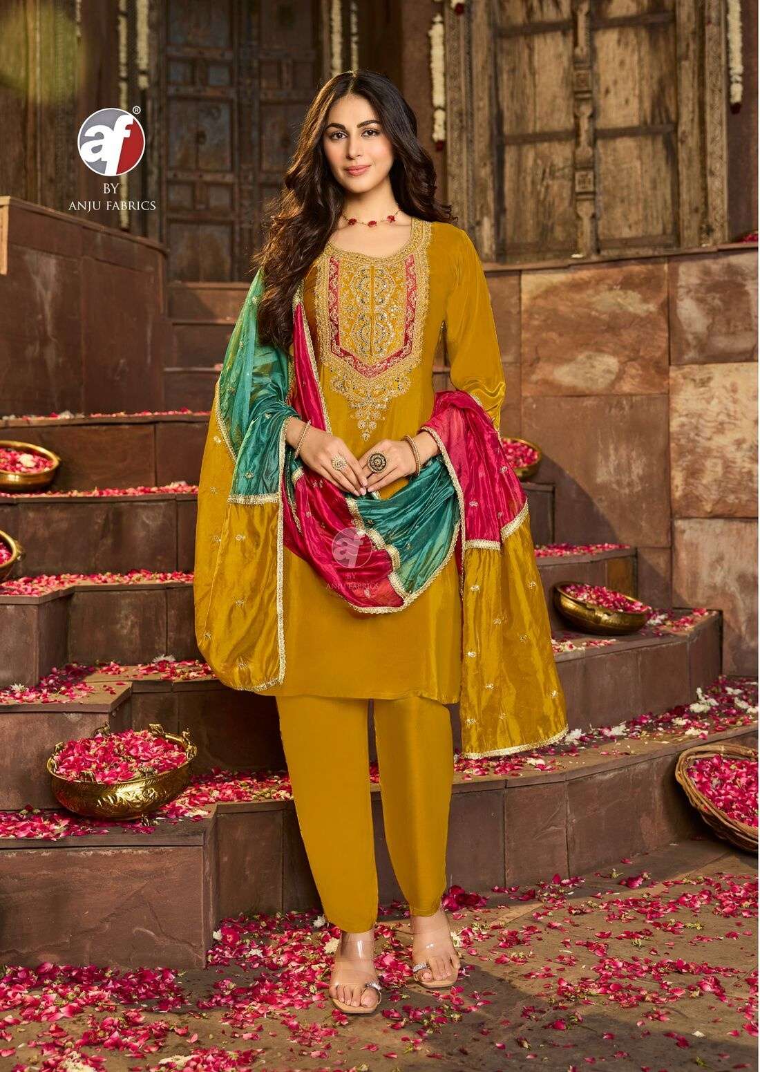 RAJ KOTHI VOL-2 BY ANJU FABRICS IN PURE NATURAL CREPE KURTI PANT WITH NAYLON ORGANZA DUPATTA 