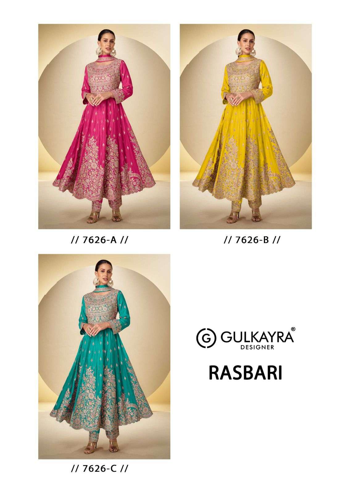 RASBARI BY GULKAYRA DESIGNER IN REAL CHINON WITH HEAVY EMBROIDERY WORK 