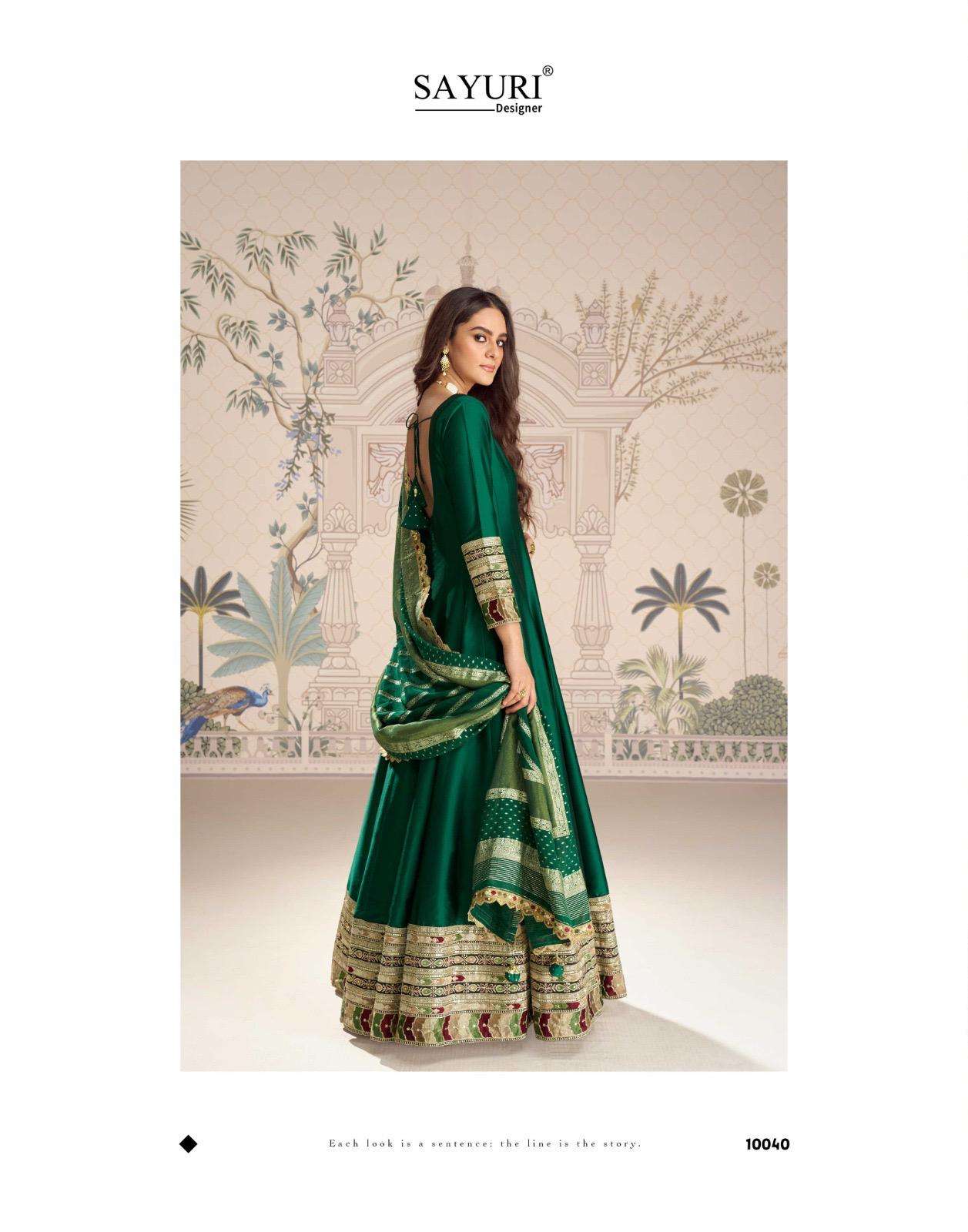 ROSHNI BY SAYURI DESIGNER IN PREMIUM REAL SILK WITH FRONT AND BACK EMBROIDERED GOWN 