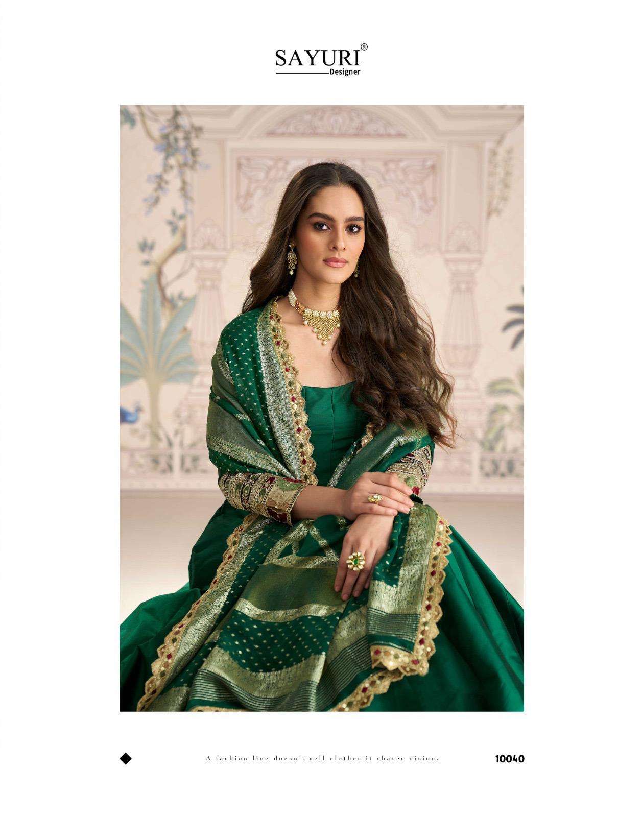 ROSHNI BY SAYURI DESIGNER IN PREMIUM REAL SILK WITH FRONT AND BACK EMBROIDERED GOWN 