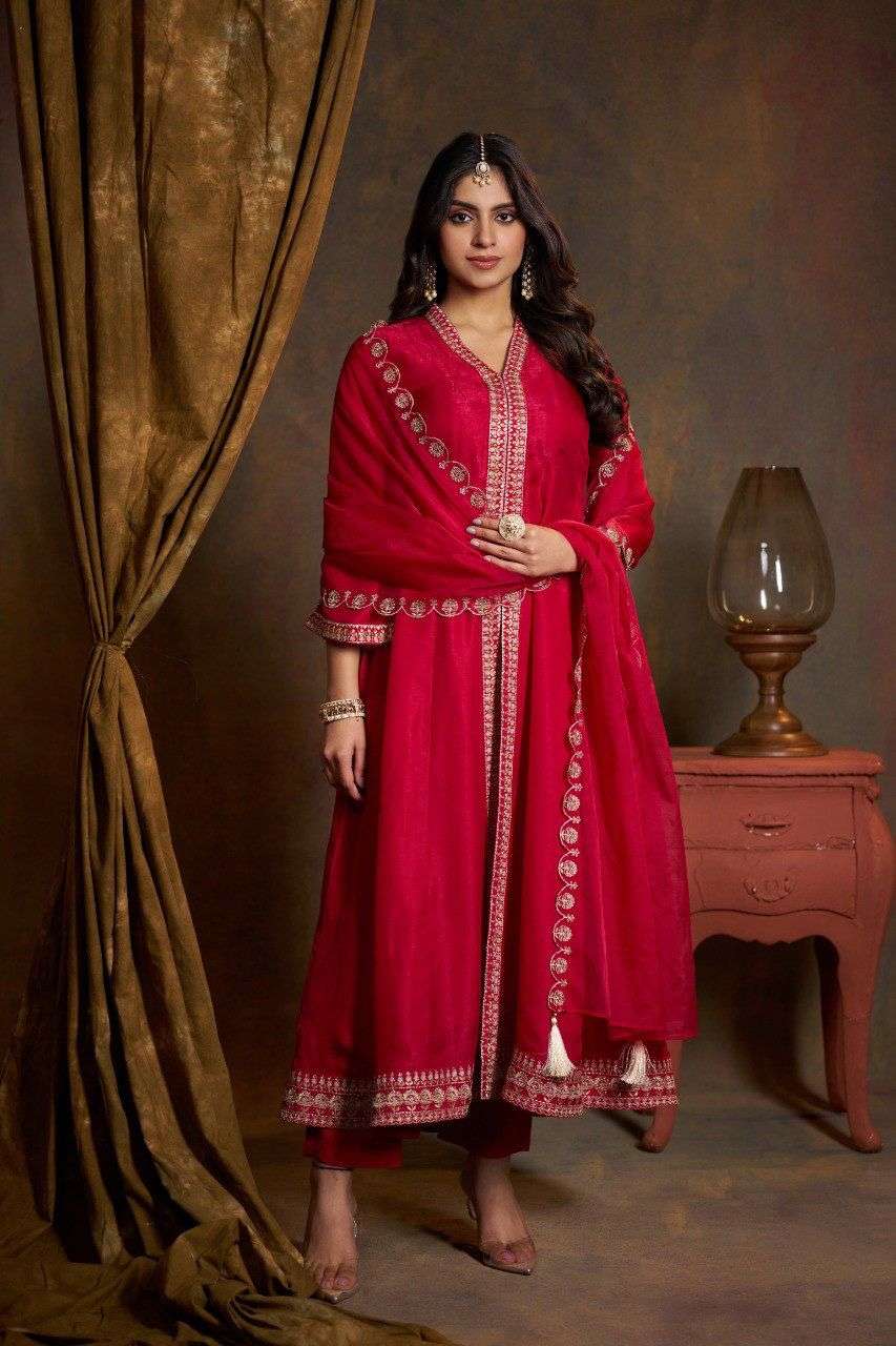 ROSHNI BY VAZI FASHION IN PURE VISCOUS SATIN WITH DESGINER FANCY THERD AND EMBROIDERY WORK 