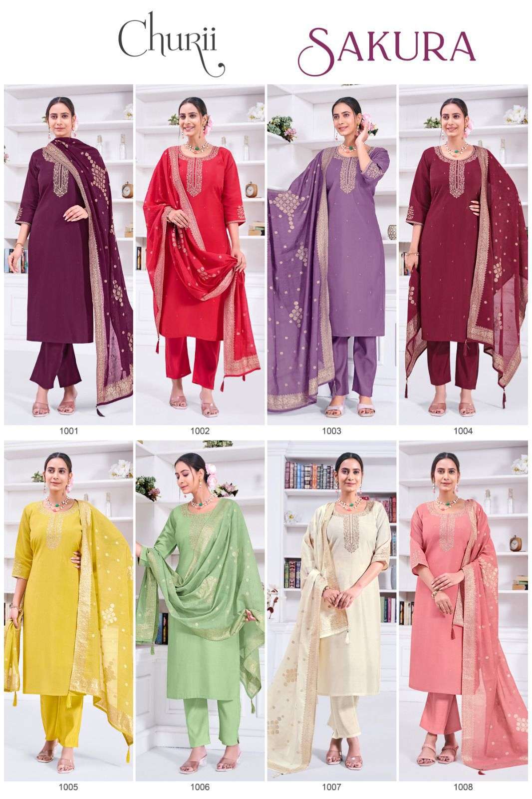 SAKURA BY CHURII IN SOFT VISCOSE ROMAN SILK WITH BEAUTIFULL EMBROIDERY WORK 