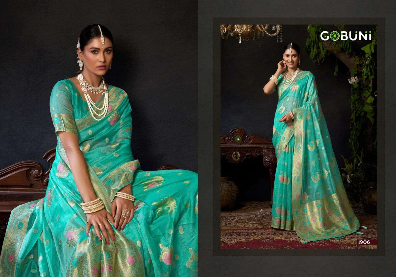 SUNDARI VOL-2 BY GOBUNI IN ORGANZA SILK WITH MINA WORK & ZHALLAR DETAILING