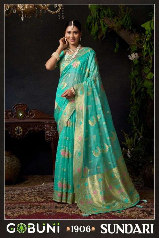 SUNDARI VOL-2 BY GOBUNI IN ORGANZA SILK WITH MINA WORK & ZHALLAR DETAILING