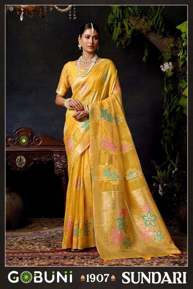 SUNDARI VOL-2 BY GOBUNI IN ORGANZA SILK WITH MINA WORK & ZHALLAR DETAILING