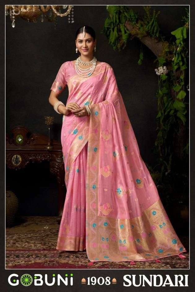 SUNDARI VOL-2 BY GOBUNI IN ORGANZA SILK WITH MINA WORK & ZHALLAR DETAILING