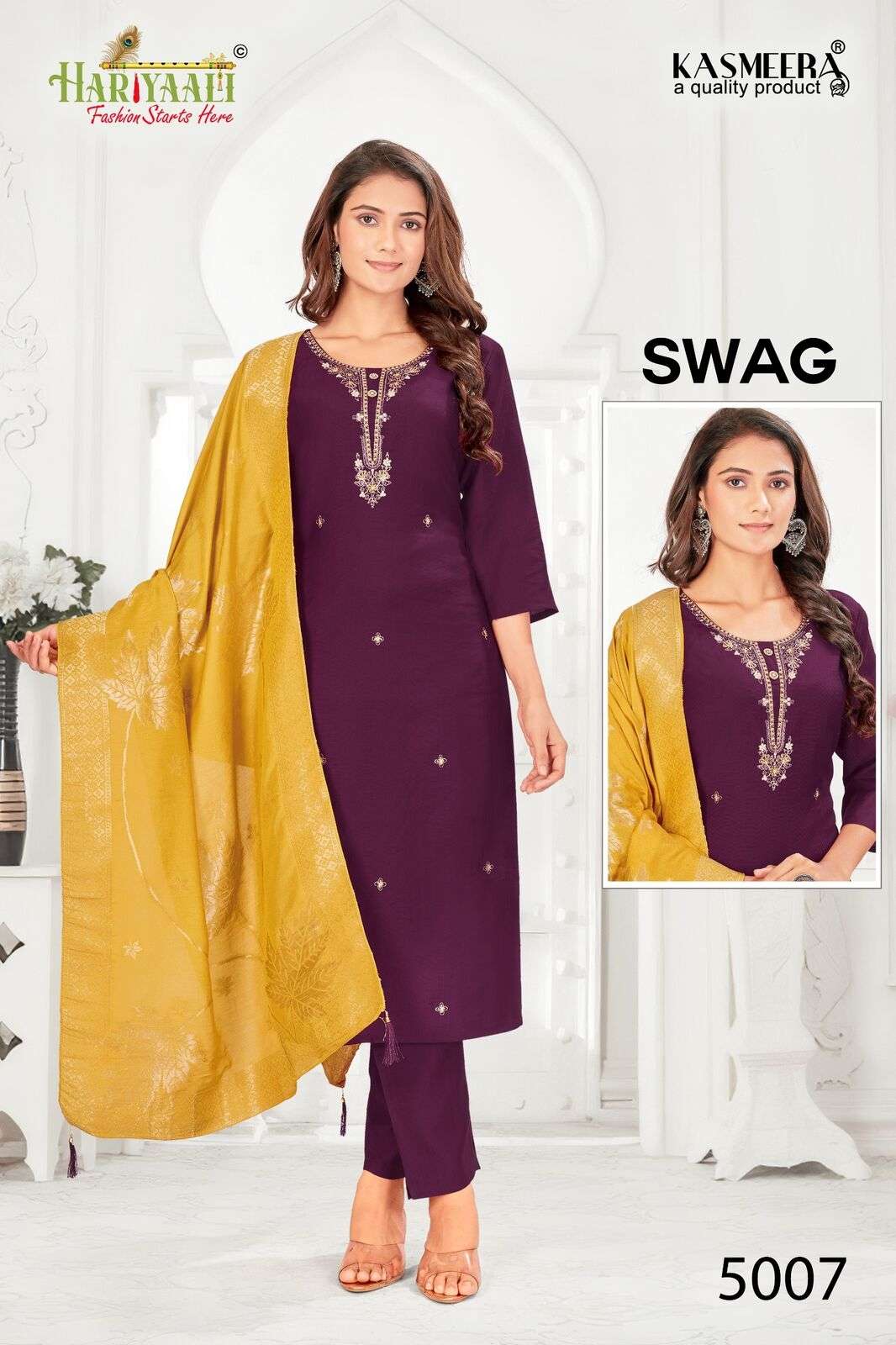 SWAG BY HARIYAALI IN VERTICAN SILK TOP WITH BEAUTIFUL EMBROIDERY AND HAND WORK 