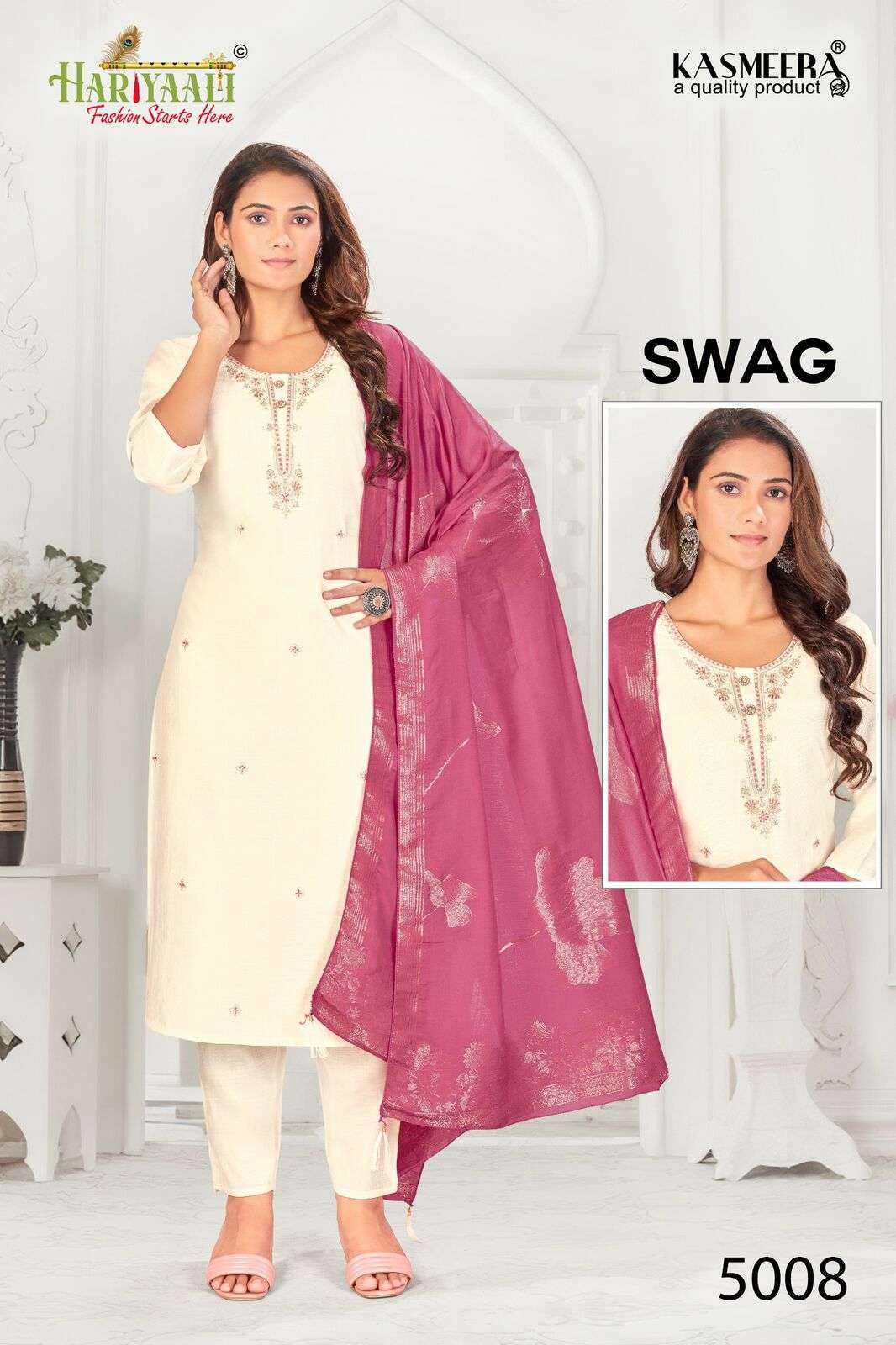 SWAG BY HARIYAALI IN VERTICAN SILK TOP WITH BEAUTIFUL EMBROIDERY AND HAND WORK 