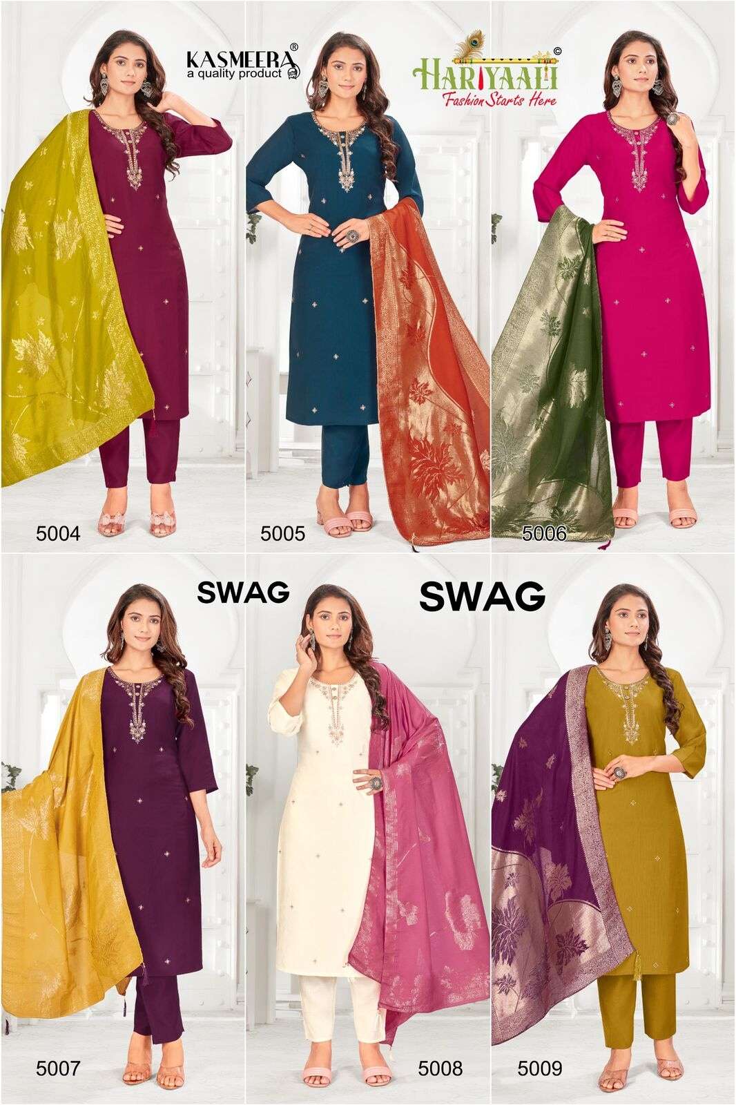 SWAG BY HARIYAALI IN VERTICAN SILK TOP WITH BEAUTIFUL EMBROIDERY AND HAND WORK 