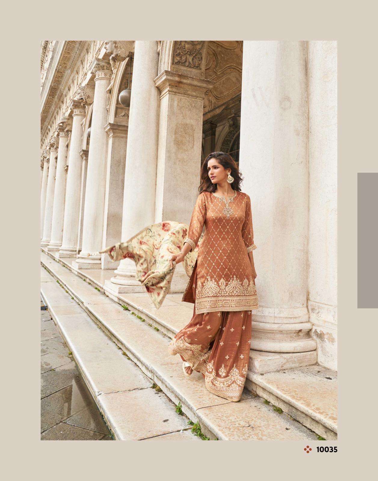 TAJ BY SAYURI DESIGNER IN PREMIUM REAL SIMAR SILK FRONT AND BACK EMBROIDERED SHARARA 