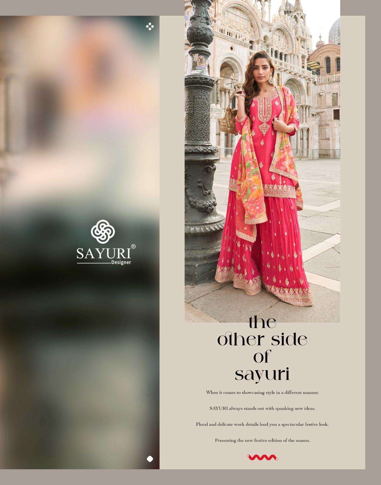 TAJ BY SAYURI DESIGNER IN PREMIUM REAL SIMAR SILK FRONT AND BACK EMBROIDERED SHARARA 