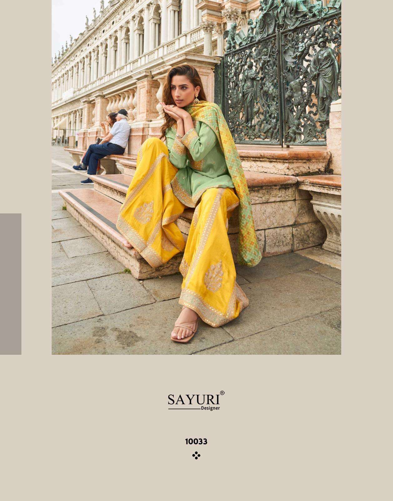 TAJ BY SAYURI DESIGNER IN PREMIUM REAL SIMAR SILK FRONT AND BACK EMBROIDERED SHARARA 
