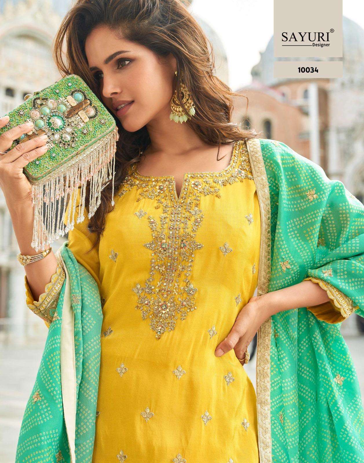 TAJ BY SAYURI DESIGNER IN PREMIUM REAL SIMAR SILK FRONT AND BACK EMBROIDERED SHARARA 