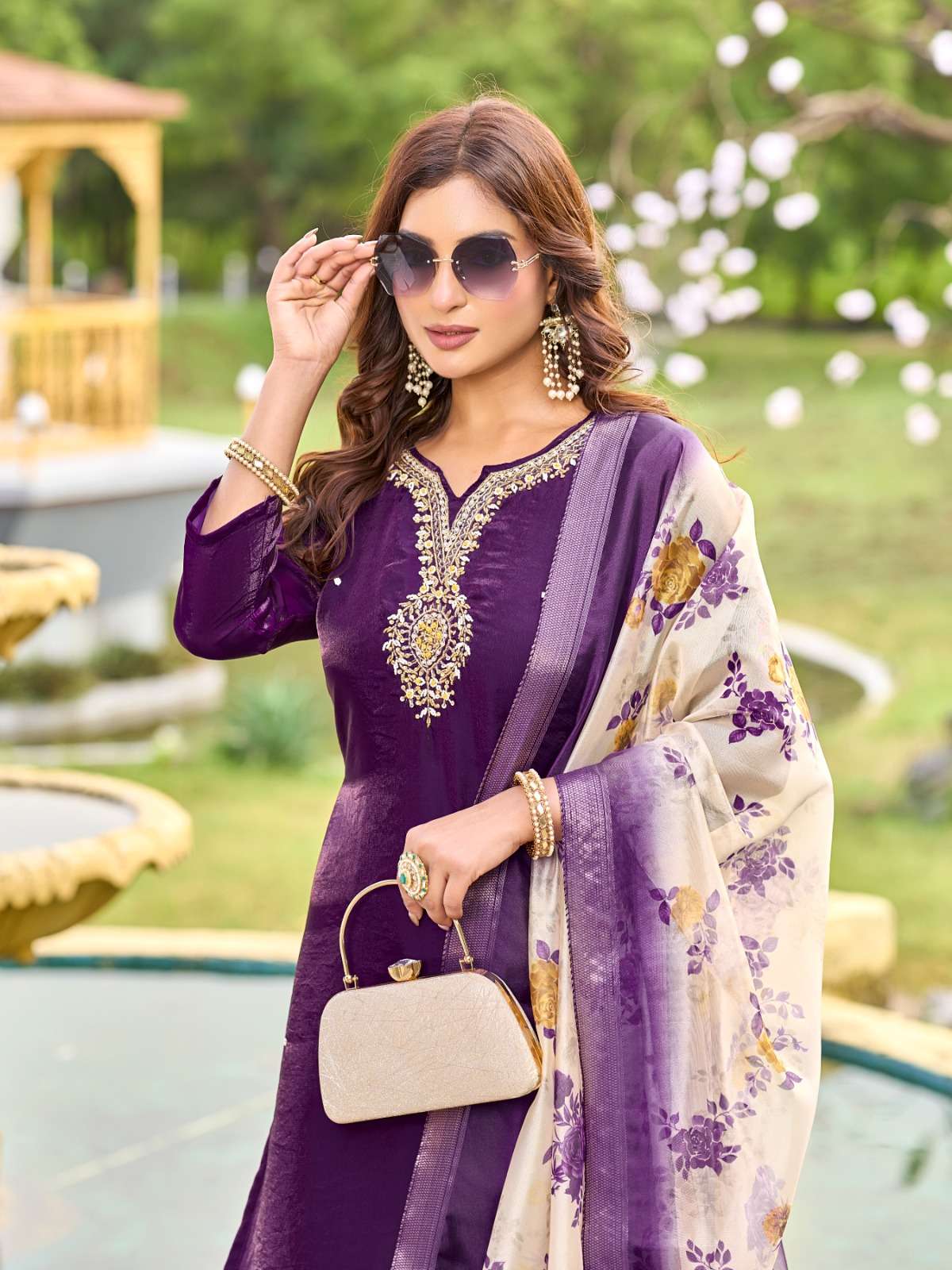 TIAGO BY AANCHI IN FANDY SILK WITH FANCY DIGITAL DUPATTA & HEAVY WORK 