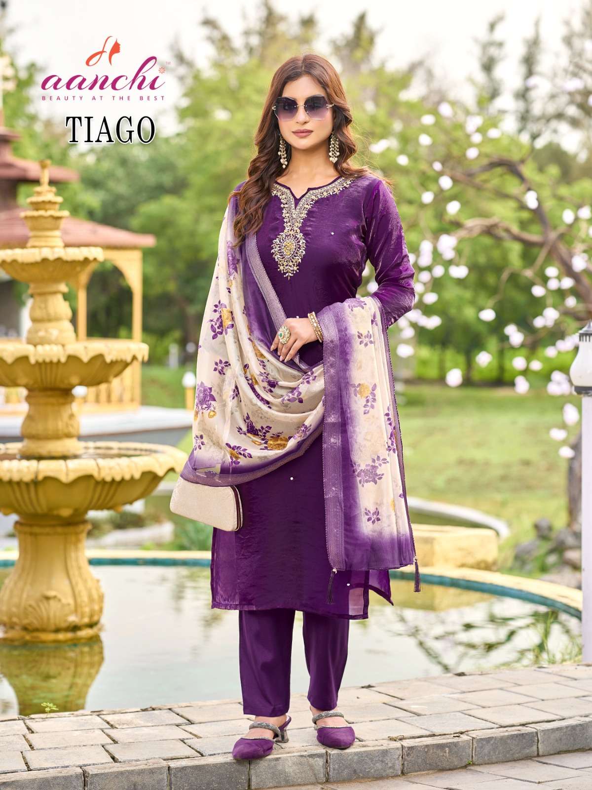 TIAGO BY AANCHI IN FANDY SILK WITH FANCY DIGITAL DUPATTA & HEAVY WORK 
