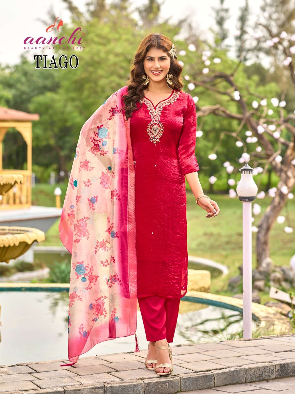 TIAGO BY AANCHI IN FANDY SILK WITH FANCY DIGITAL DUPATTA & HEAVY WORK 