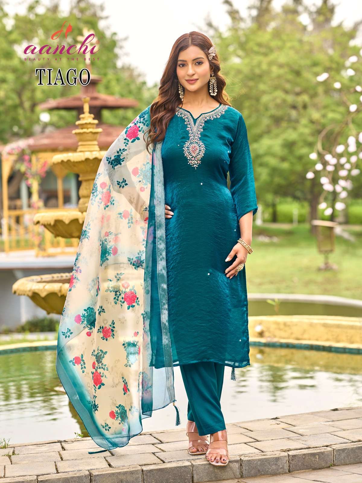 TIAGO BY AANCHI IN FANDY SILK WITH FANCY DIGITAL DUPATTA & HEAVY WORK 