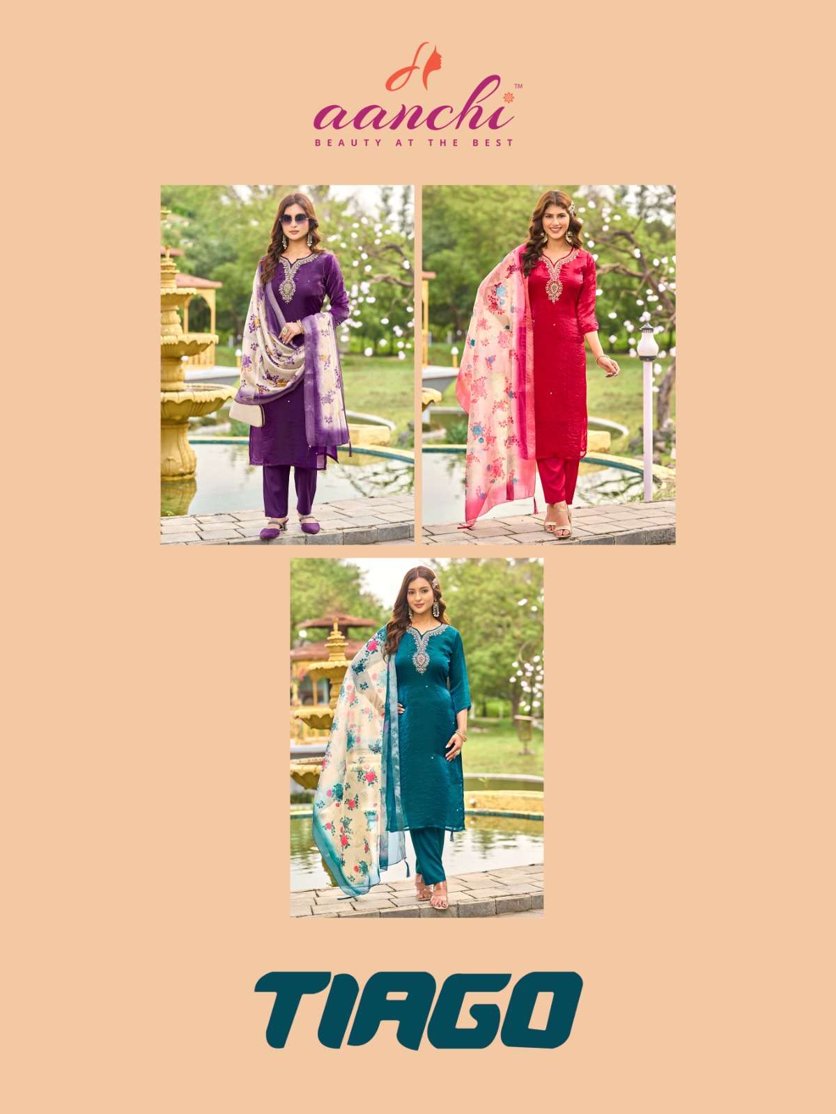 TIAGO BY AANCHI IN FANDY SILK WITH FANCY DIGITAL DUPATTA & HEAVY WORK 