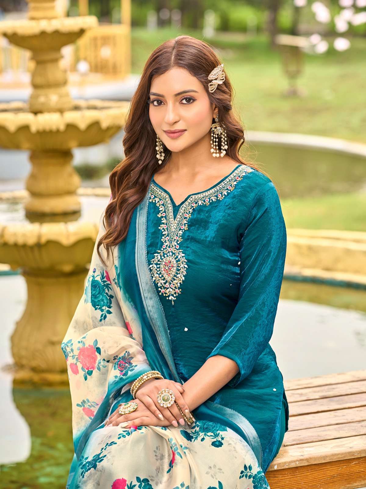 TIAGO BY AANCHI IN FANDY SILK WITH FANCY DIGITAL DUPATTA & HEAVY WORK 