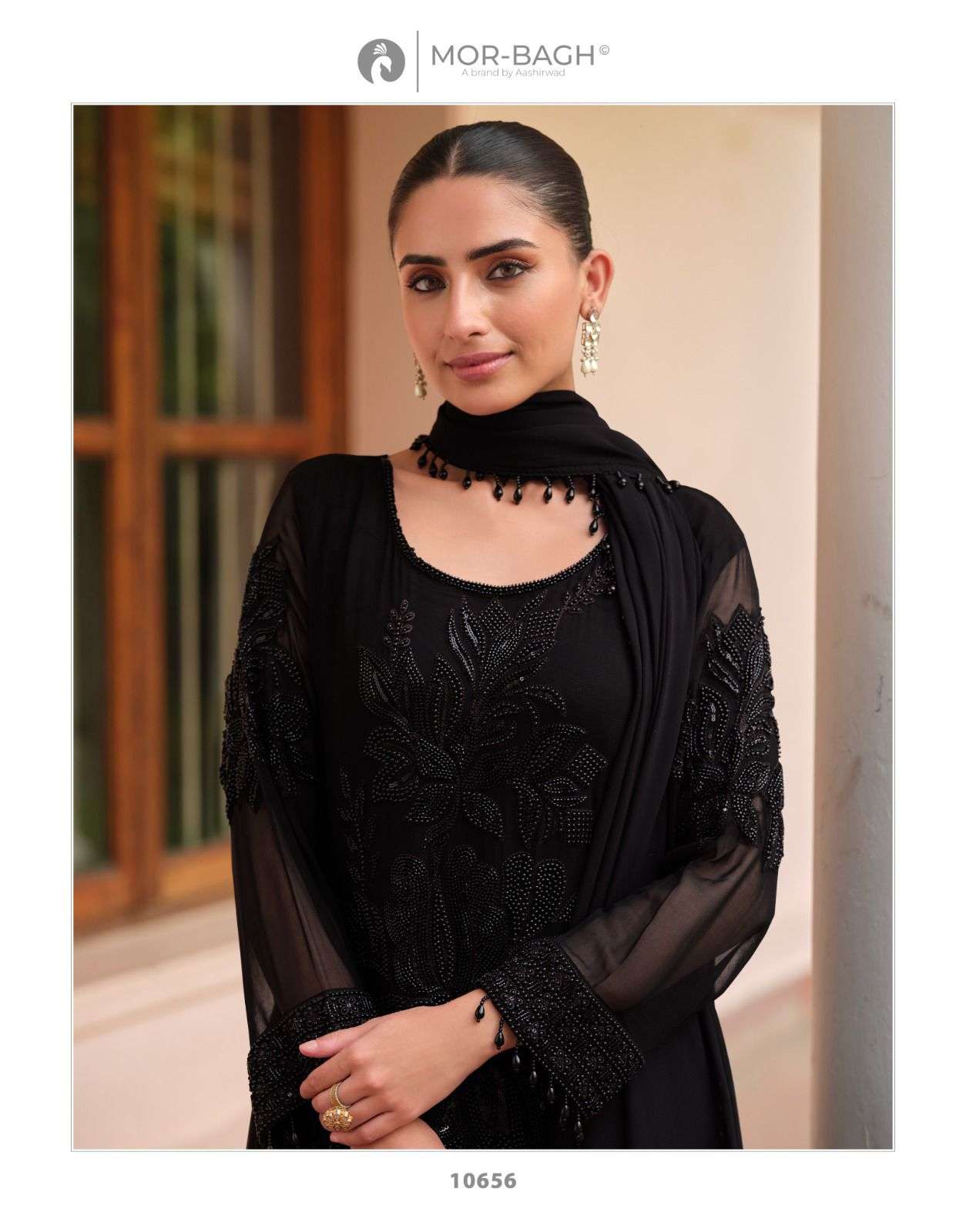 VARINA BY AASHIRWAD CREATION IN REAL GEORGETTE TOP-BOTTOM WITH DUPATTA AND WORK 