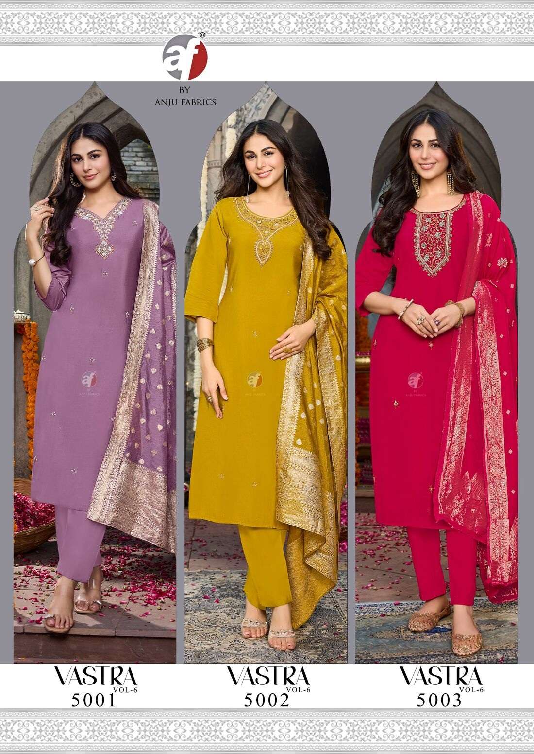 VASTRA VOL-6 BY ANJU FABRICS IN MODAL SILK KURTI PANT WITH HEAVY JACQUARD DUPATTA