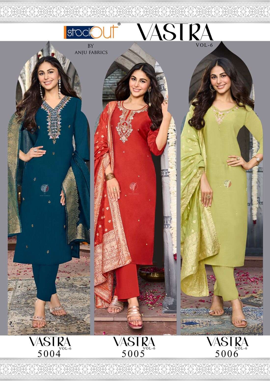 VASTRA VOL-6 BY ANJU FABRICS IN MODAL SILK KURTI PANT WITH HEAVY JACQUARD DUPATTA