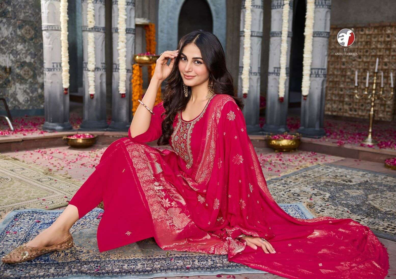 VASTRA VOL-6 BY ANJU FABRICS IN MODAL SILK KURTI PANT WITH HEAVY JACQUARD DUPATTA