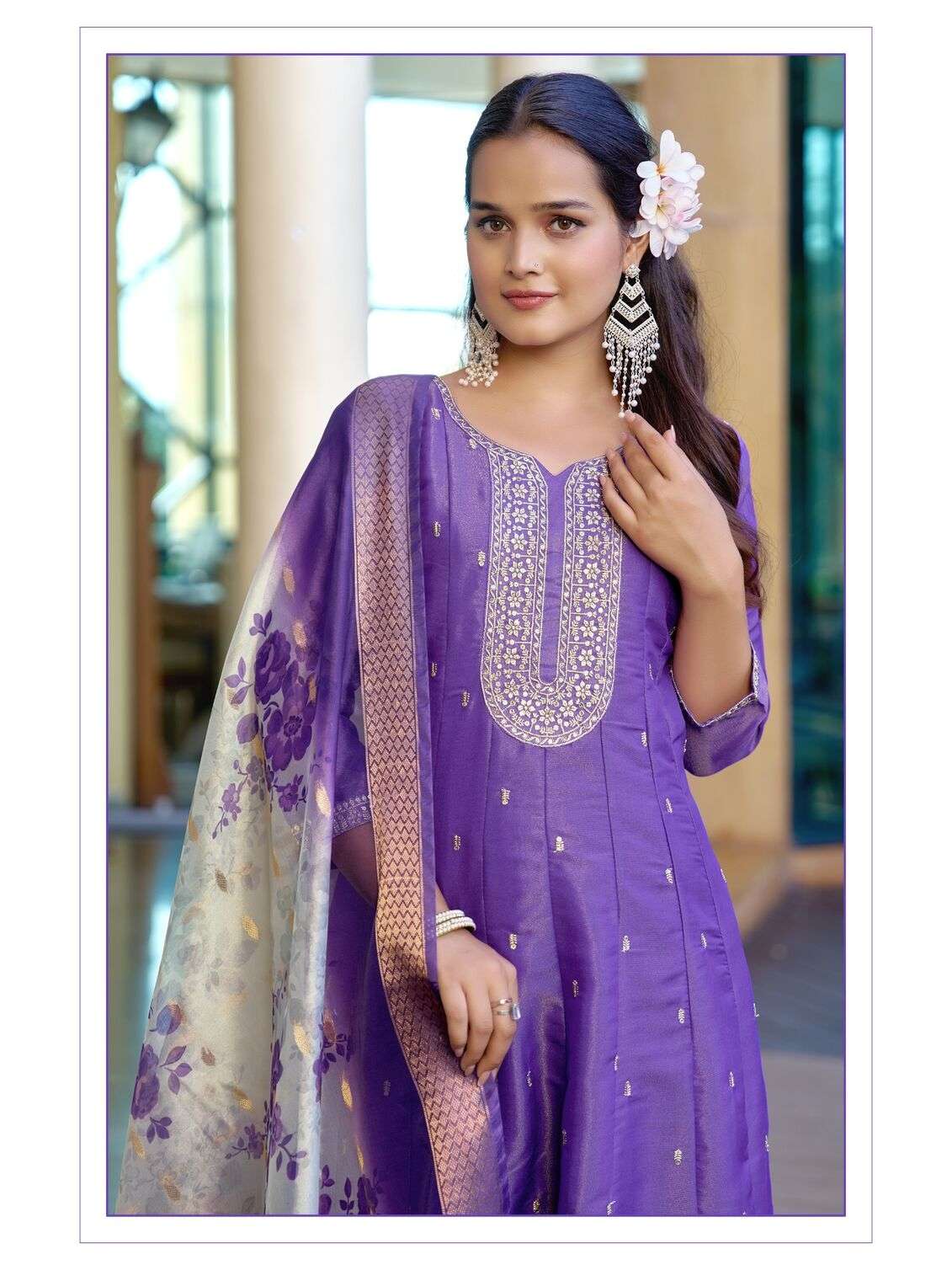 ZARNA BY AANCHI IN PURE SHIMMER WITH EMBROIDERY WORK & FANCY DIGITAL DUPATTA 