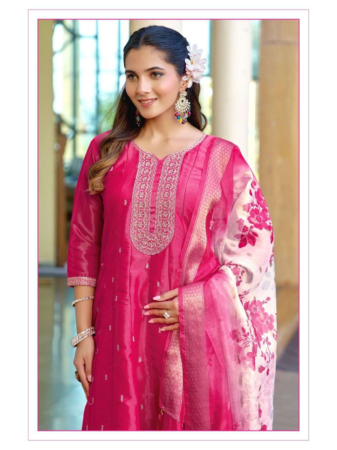 ZARNA BY AANCHI IN PURE SHIMMER WITH EMBROIDERY WORK & FANCY DIGITAL DUPATTA 