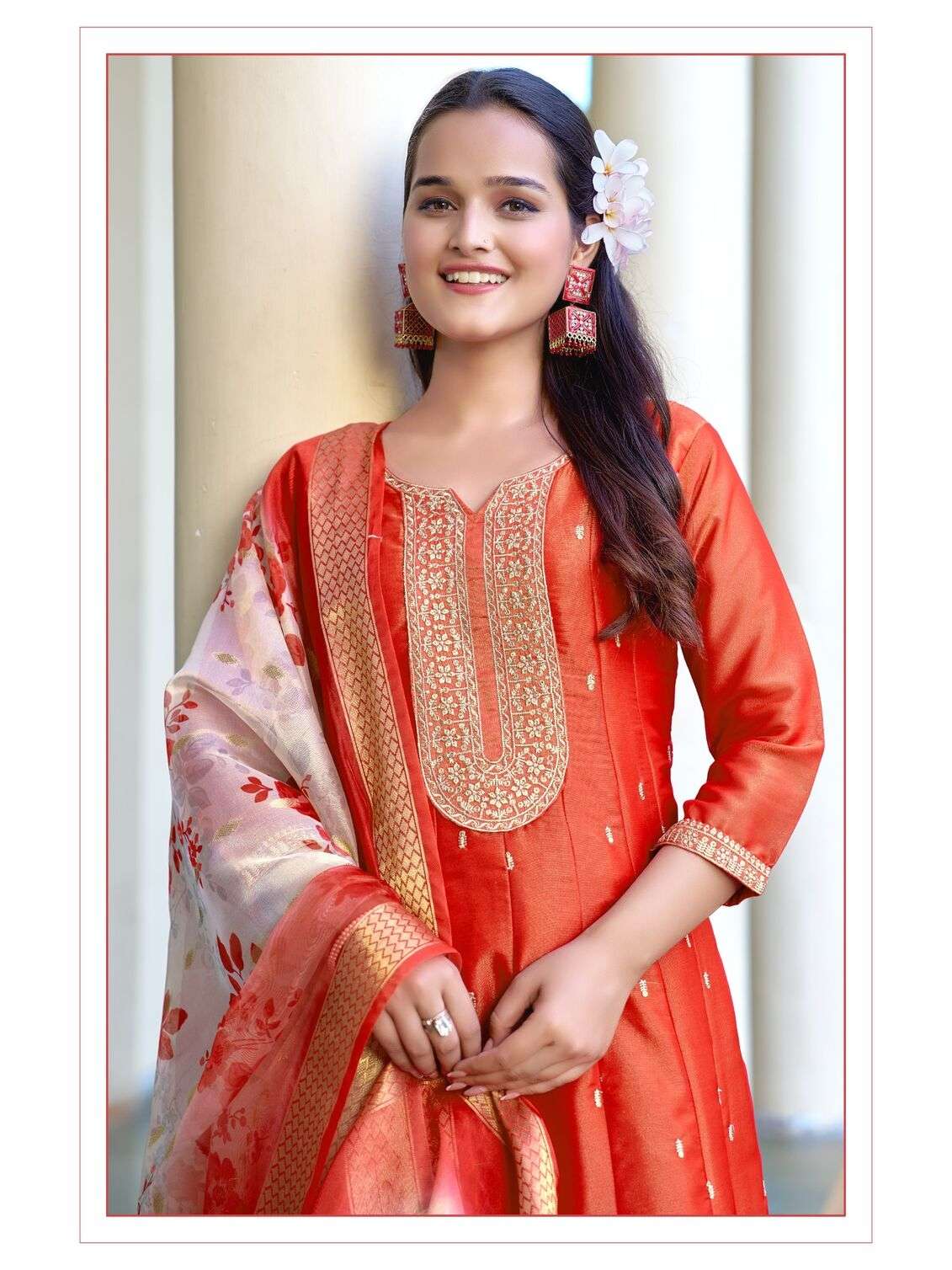 ZARNA BY AANCHI IN PURE SHIMMER WITH EMBROIDERY WORK & FANCY DIGITAL DUPATTA 