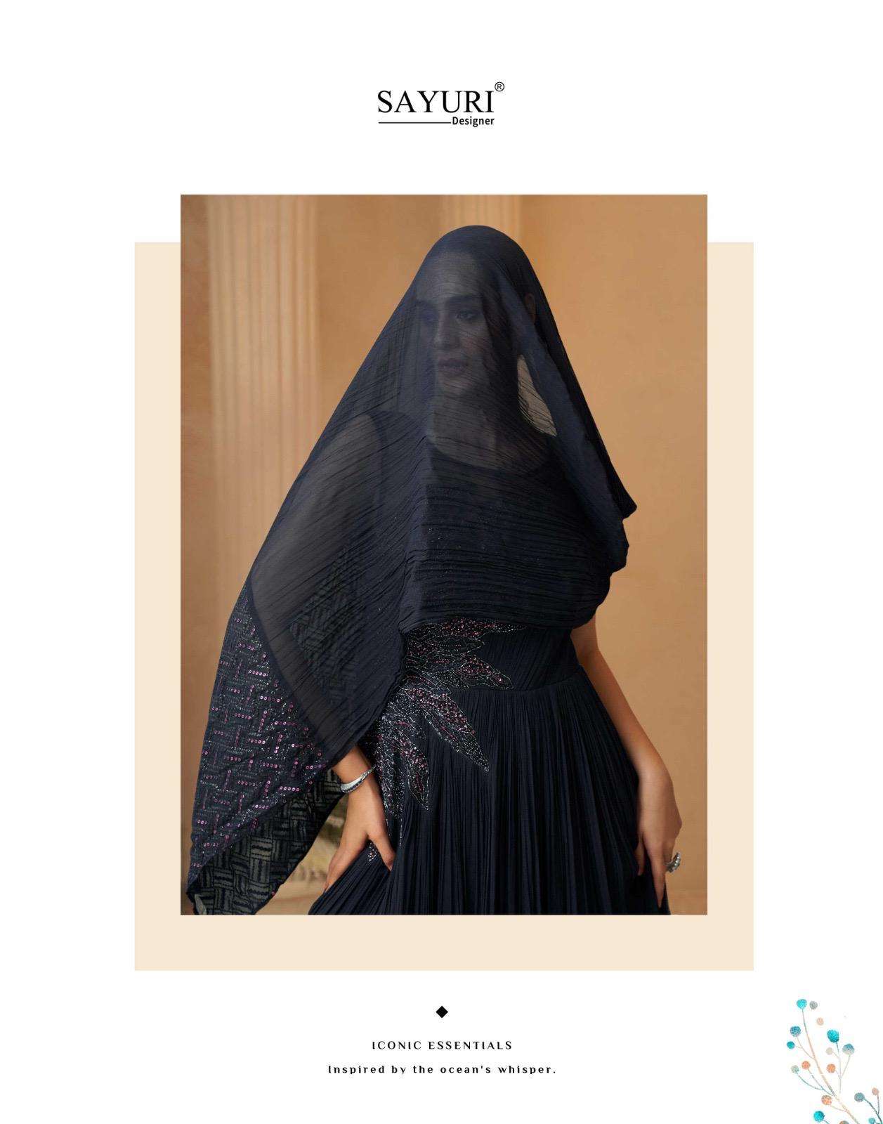 AAROHI BY SAYURI DESIGNER IN REAL CHINON SILK WITH FRONT AND BACK HAND WORK GOWN 