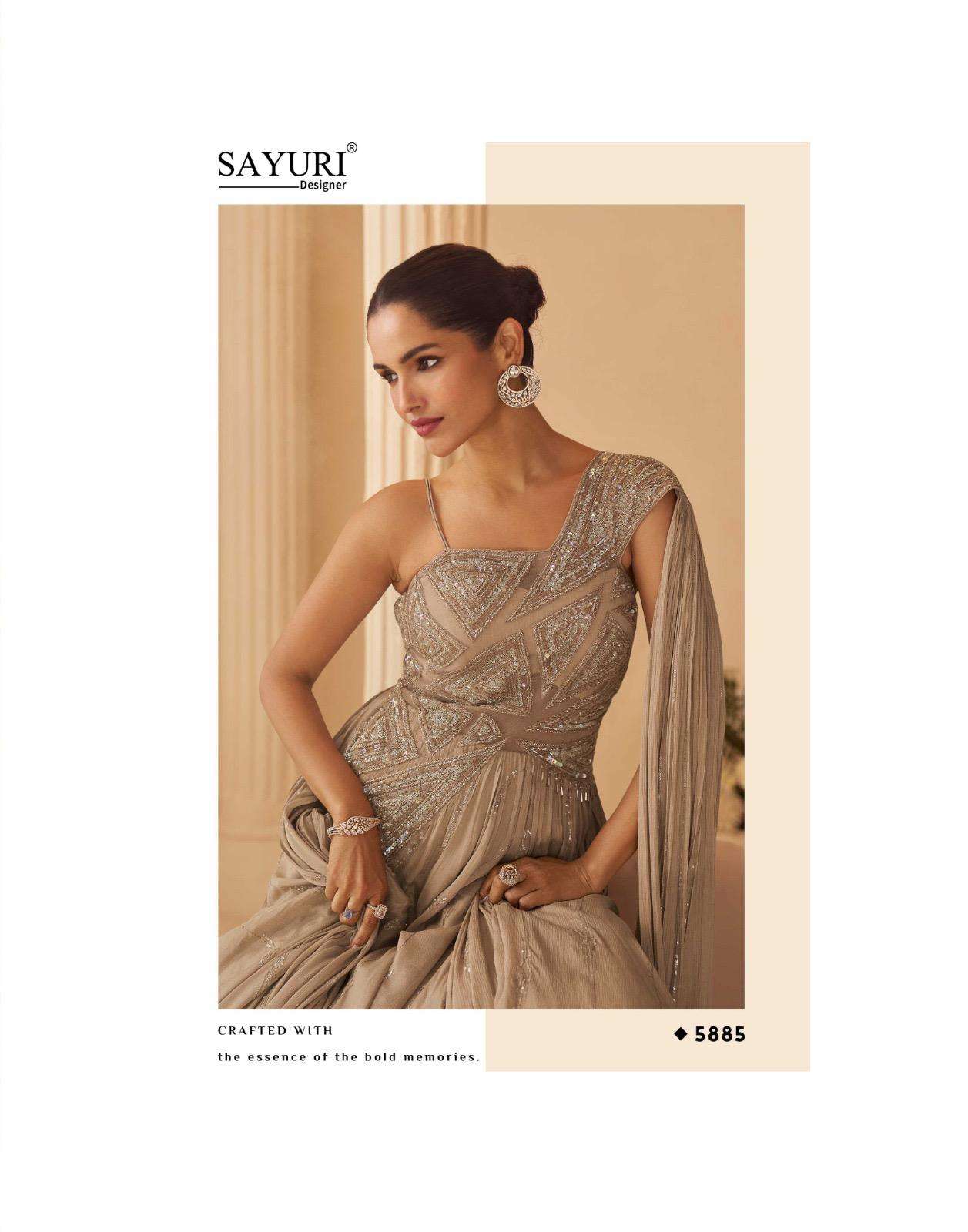 AAROHI BY SAYURI DESIGNER IN REAL CHINON SILK WITH FRONT AND BACK HAND WORK GOWN 