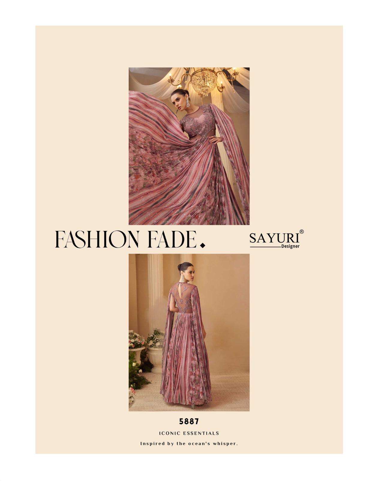AAROHI BY SAYURI DESIGNER IN REAL CHINON SILK WITH FRONT AND BACK HAND WORK GOWN 