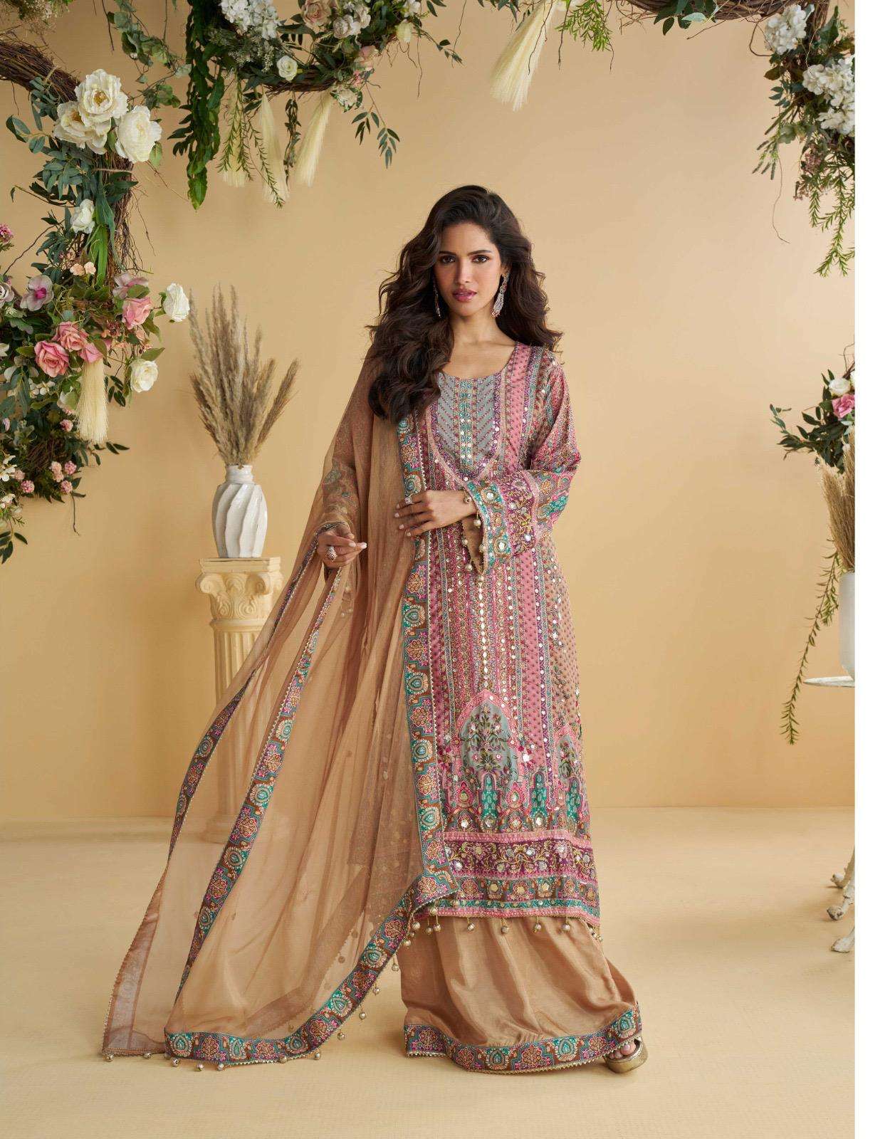 ANIKA BY SAYURI DESIGNER IN PREMIUM NATURAL CREP SILK TOP & PLAZZO WITH HAND AARI WORK