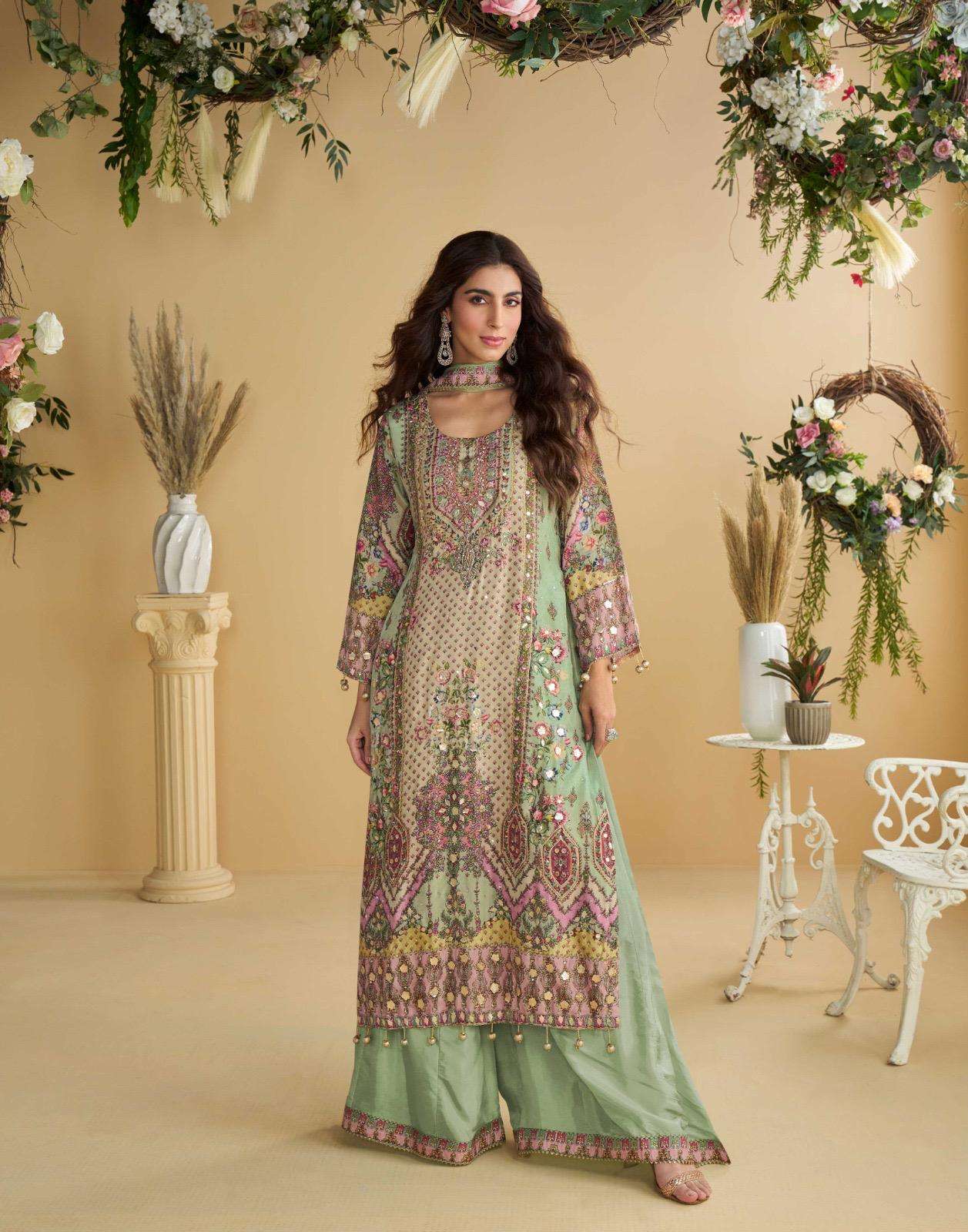 ANIKA BY SAYURI DESIGNER IN PREMIUM NATURAL CREP SILK TOP & PLAZZO WITH HAND AARI WORK