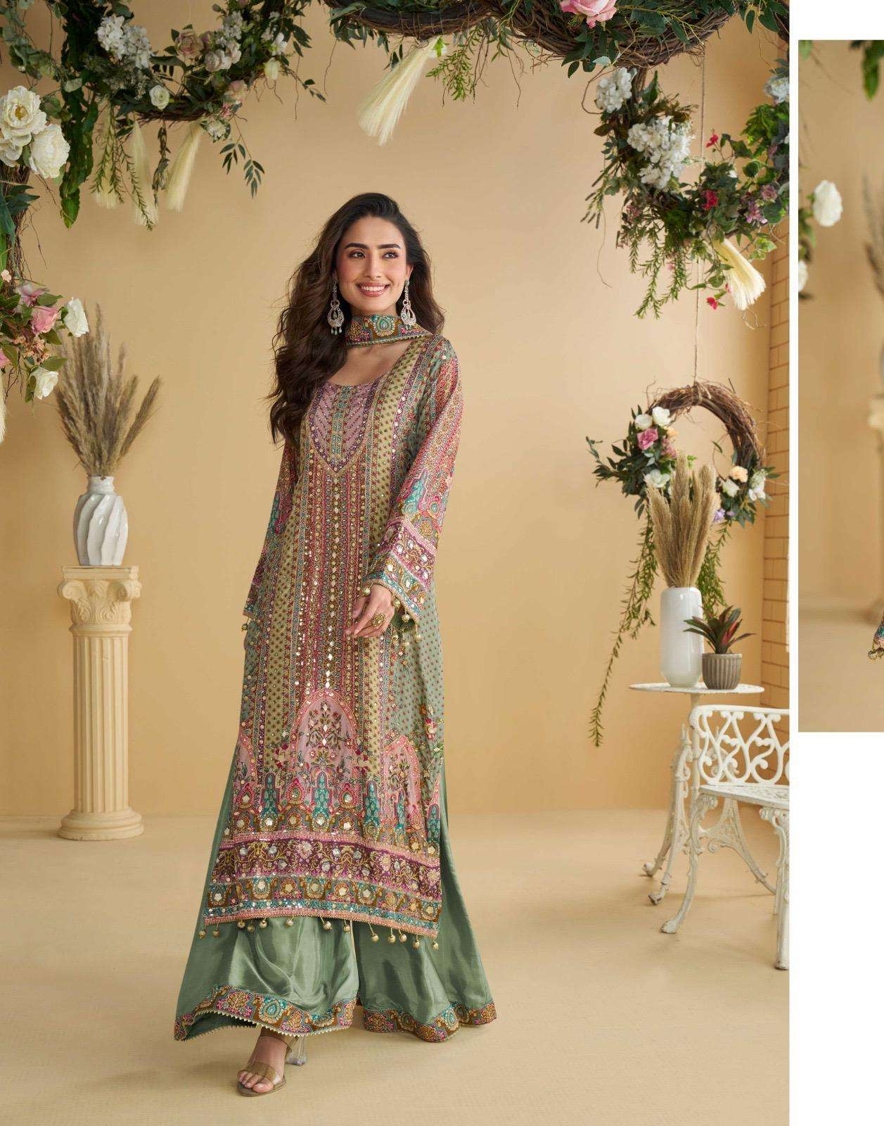 ANIKA BY SAYURI DESIGNER IN PREMIUM NATURAL CREP SILK TOP & PLAZZO WITH HAND AARI WORK