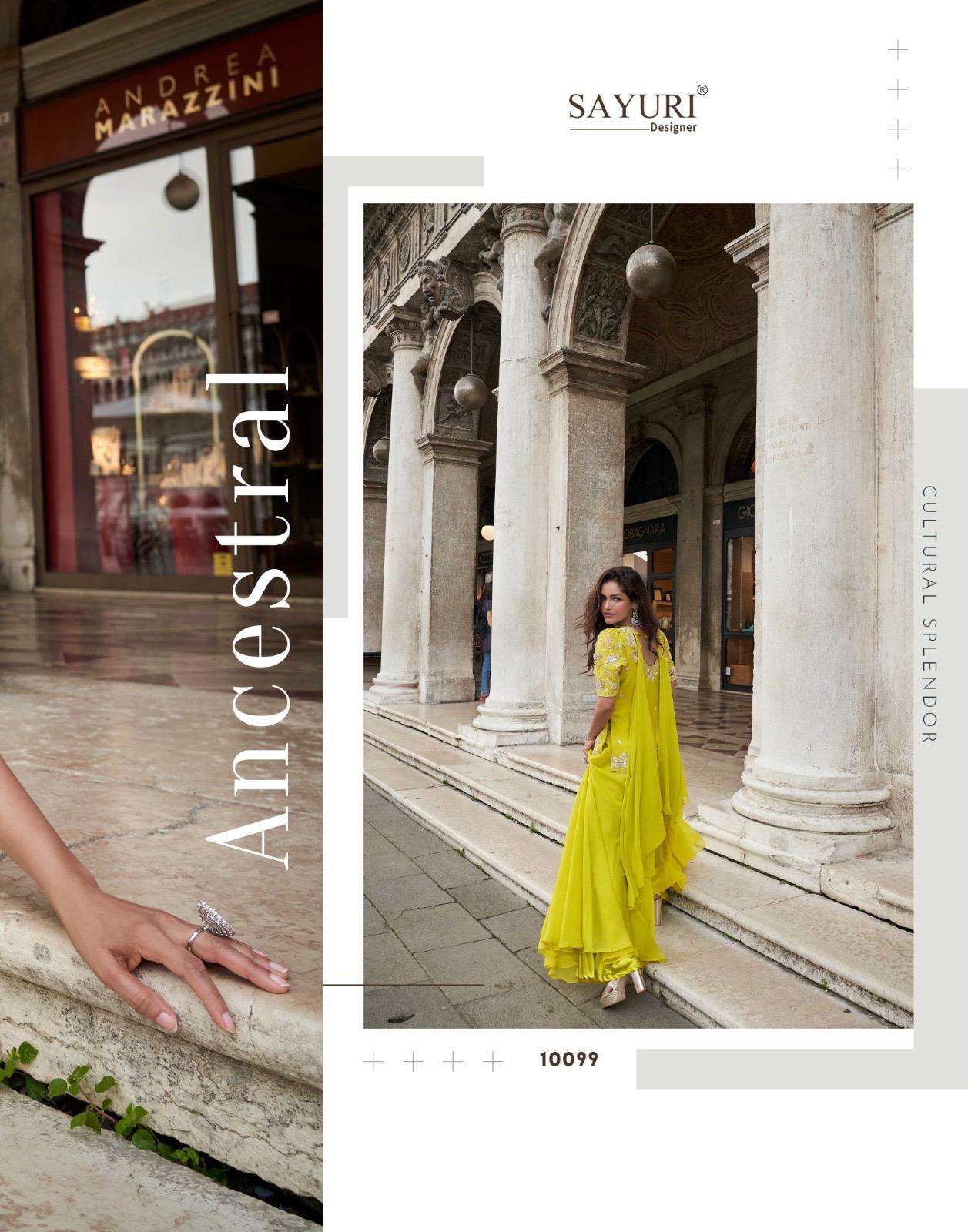 BELA BY SAYURI DESIGNER IN REAL ORGANZA SILK TREDY WEDDING LOOK EMBROIDERED TOP WITH PLAZOO