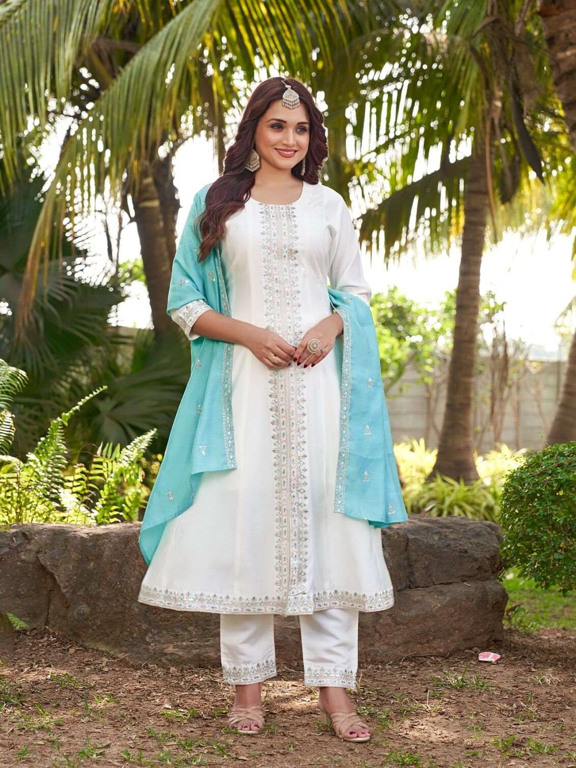 BHAVINI BY AANCHI IN ROMAN SILK WITH FANCY DUPATTA WORK  3 PCS SET FLAIR CONCEPT