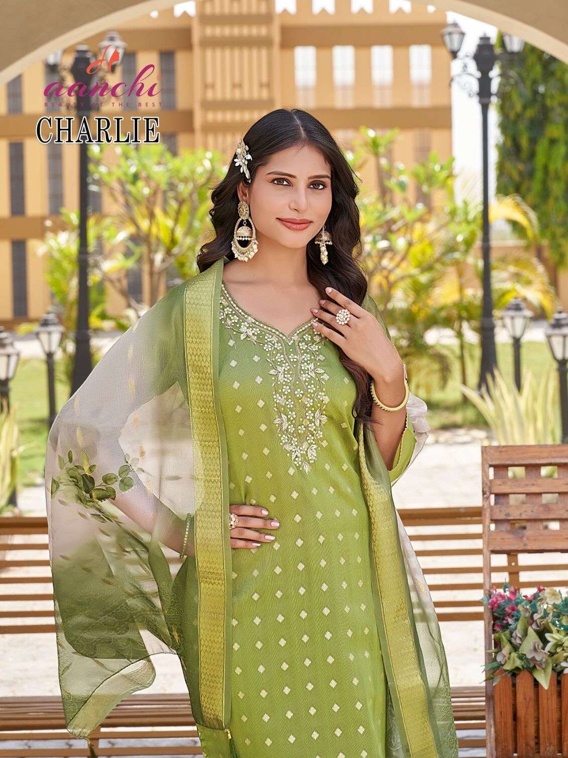 CHARLIE BY AANCHI IN PURE SHIMMER JACQUARD WITH FANCY DIGITAL DUPATTA STRAIGHT CONCEPT