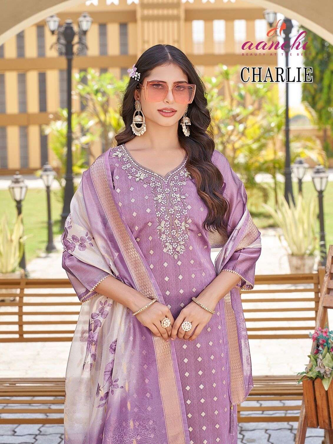 CHARLIE BY AANCHI IN PURE SHIMMER JACQUARD WITH FANCY DIGITAL DUPATTA STRAIGHT CONCEPT