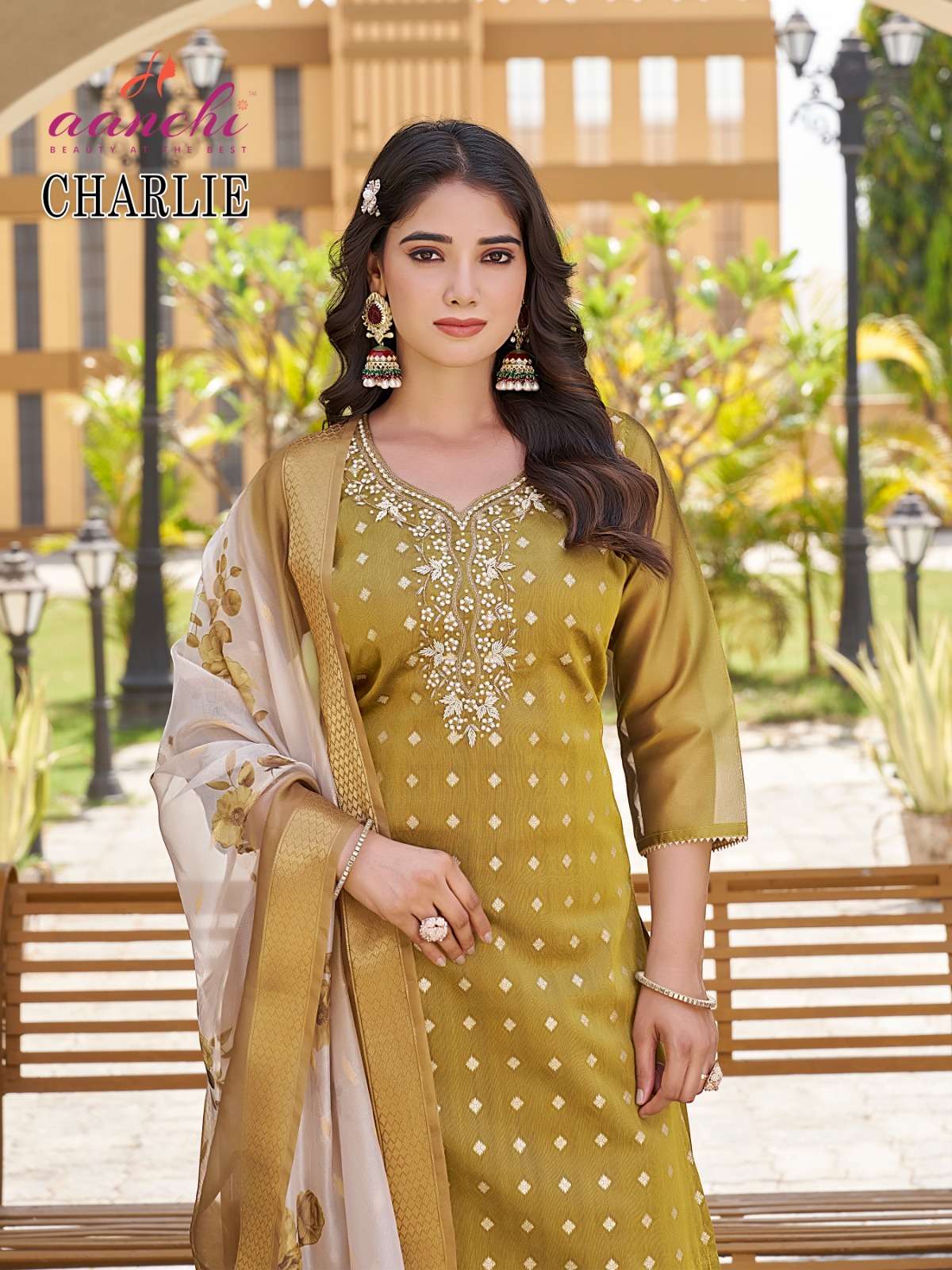 CHARLIE BY AANCHI IN PURE SHIMMER JACQUARD WITH FANCY DIGITAL DUPATTA STRAIGHT CONCEPT