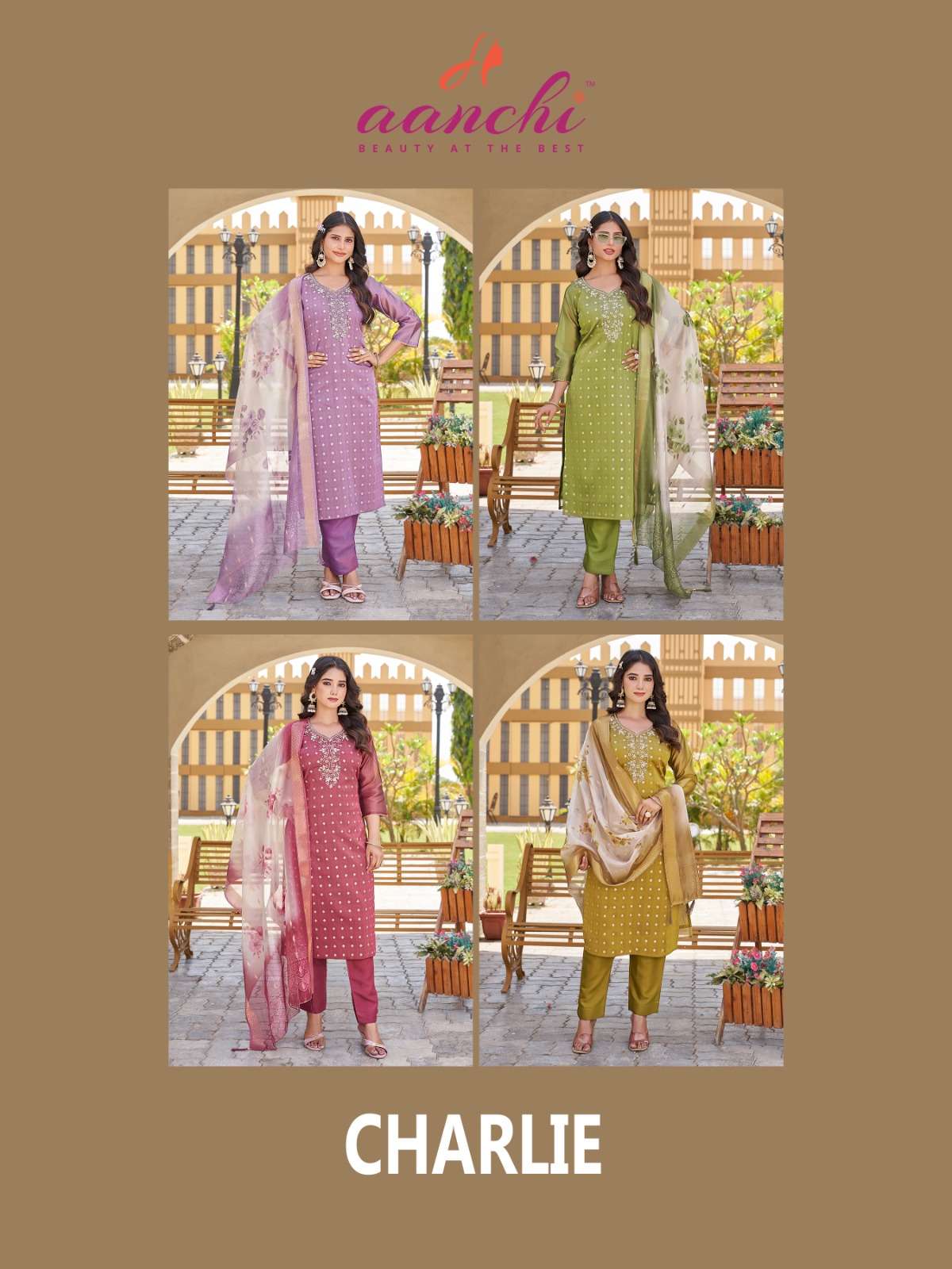 CHARLIE BY AANCHI IN PURE SHIMMER JACQUARD WITH FANCY DIGITAL DUPATTA STRAIGHT CONCEPT
