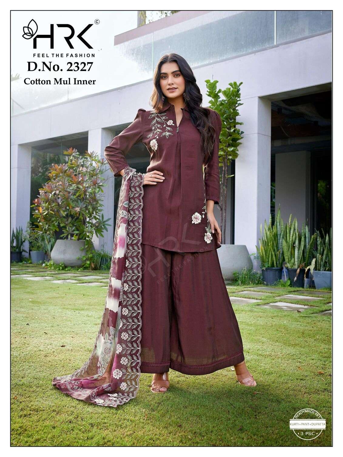 D.NO :- 2327 BY HRK IN ROMAN TWO TON WITH HAND WORK AND COTTON MUL INNER 
