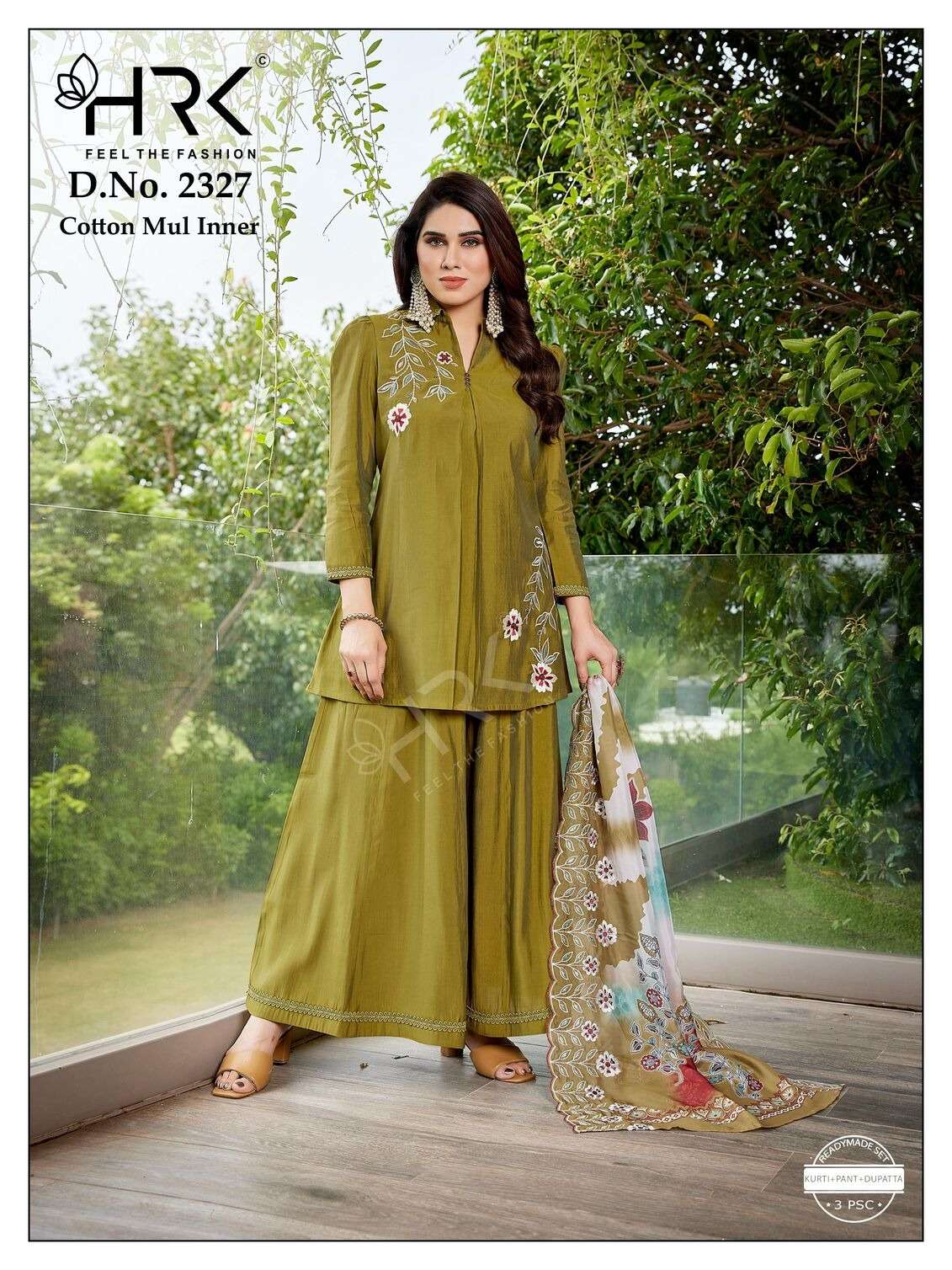 D.NO :- 2327 BY HRK IN ROMAN TWO TON WITH HAND WORK AND COTTON MUL INNER 