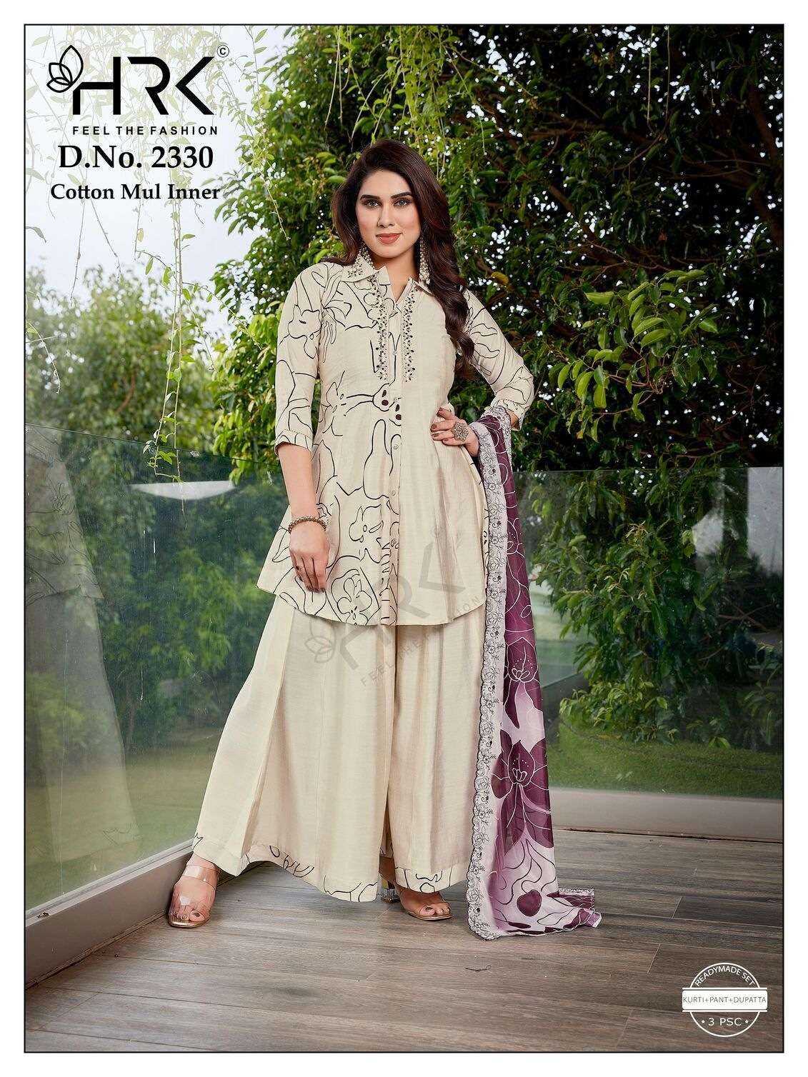 D.NO :- 2330 BY HRK IN SOFT MODAL PRINT WITH HAND WORK AND COTTON MUL INNER 