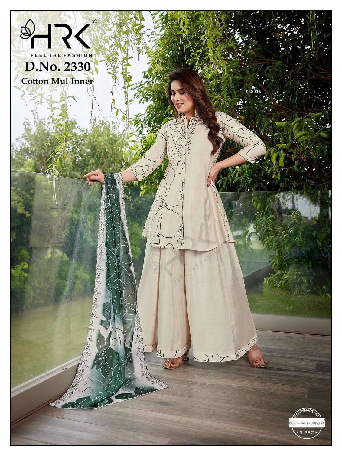D.NO :- 2330 BY HRK IN SOFT MODAL PRINT WITH HAND WORK AND COTTON MUL INNER 