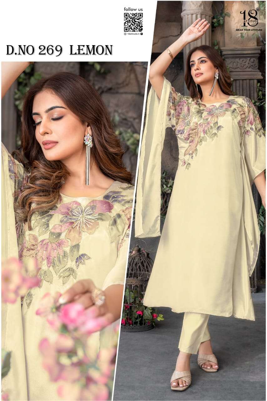 D.NO :- 269 BY 18 ATTITUDE IN ROMAN SILK WITH COTTON LINNER AND EMBROIDERY WORK 